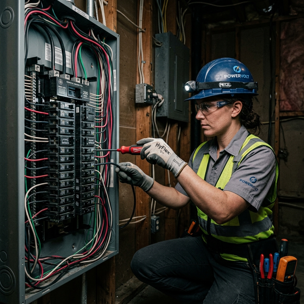 Professional Electrician Working